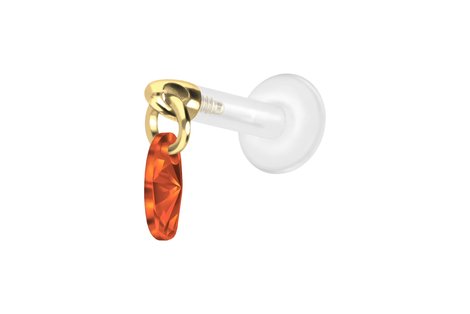 PTFE Labret Piercing mit Innengewinde + Titan-Aufsatz KRISTALLOVAL